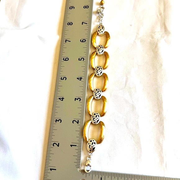 Brighton Sensation Chunky Two Tone Link Bracelet Hammered Gold & Silver Plated - Picture 7 of 9